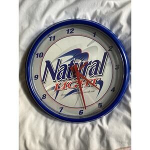16" Natural Light Beer Sign Blue Clock Man Cave Bar Game Room Garage